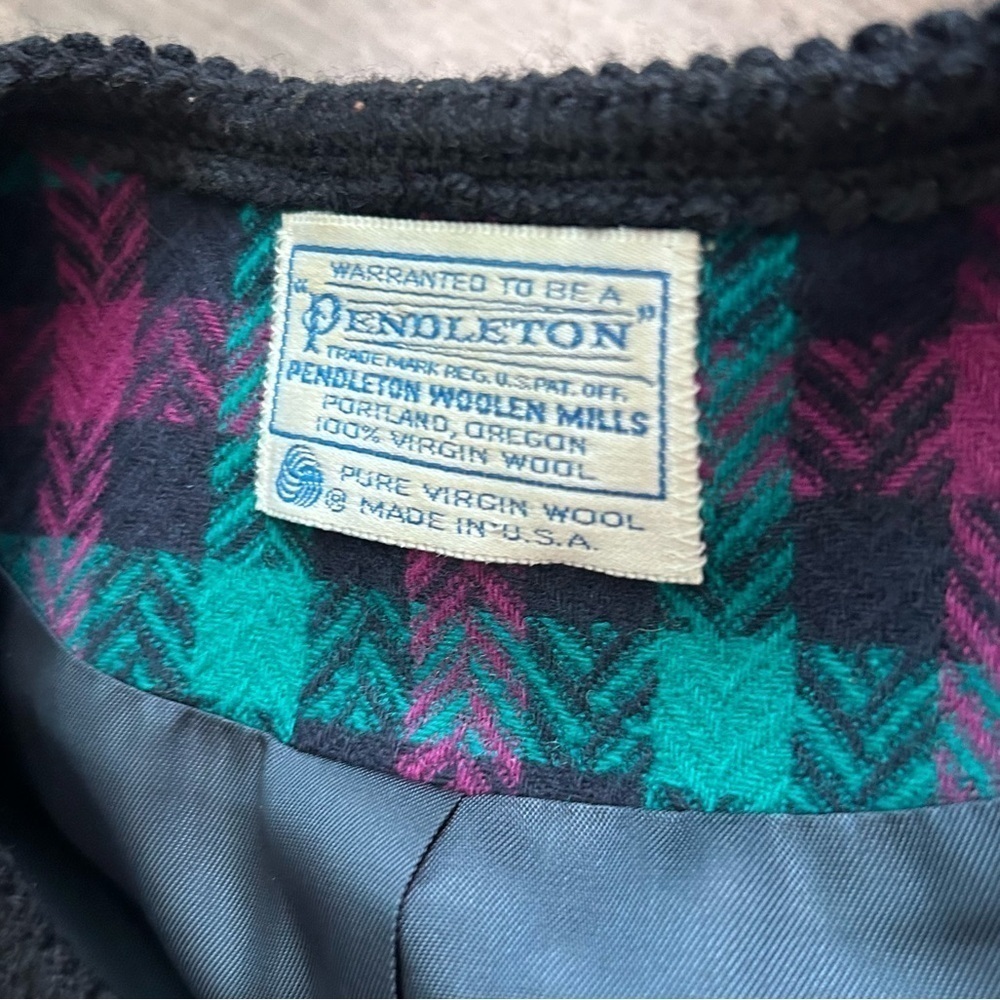 VTG Pendleton 100% Wool Plaid Skirt & Jacket Set Purple & Turquoise Sz 14W/16 - Picture 13 of 13
